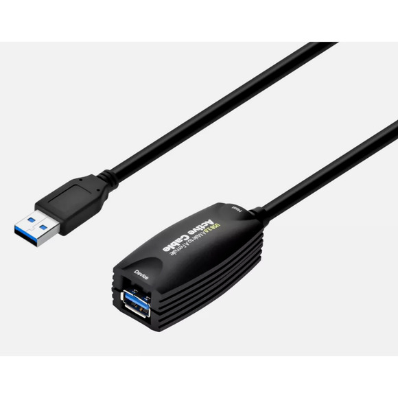 2pack- Monoprice USB-A to USB-A Female 3.0 Extension Cable - Active, Black, 15ft - Picture 3 of 7